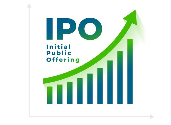 ipo initial public offering stock market background design vector