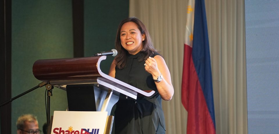 Joan Cosico, Founder and CEO of Alere Consulting, speaking at the SharePHIL 2nd General Membership Meeting and Investor Relations Forum 2026.